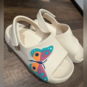 Wonder Nation Cream Sandals with Butterfly Design